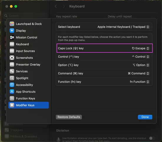 Macbook Modifier Keys Remapping keys on macOS